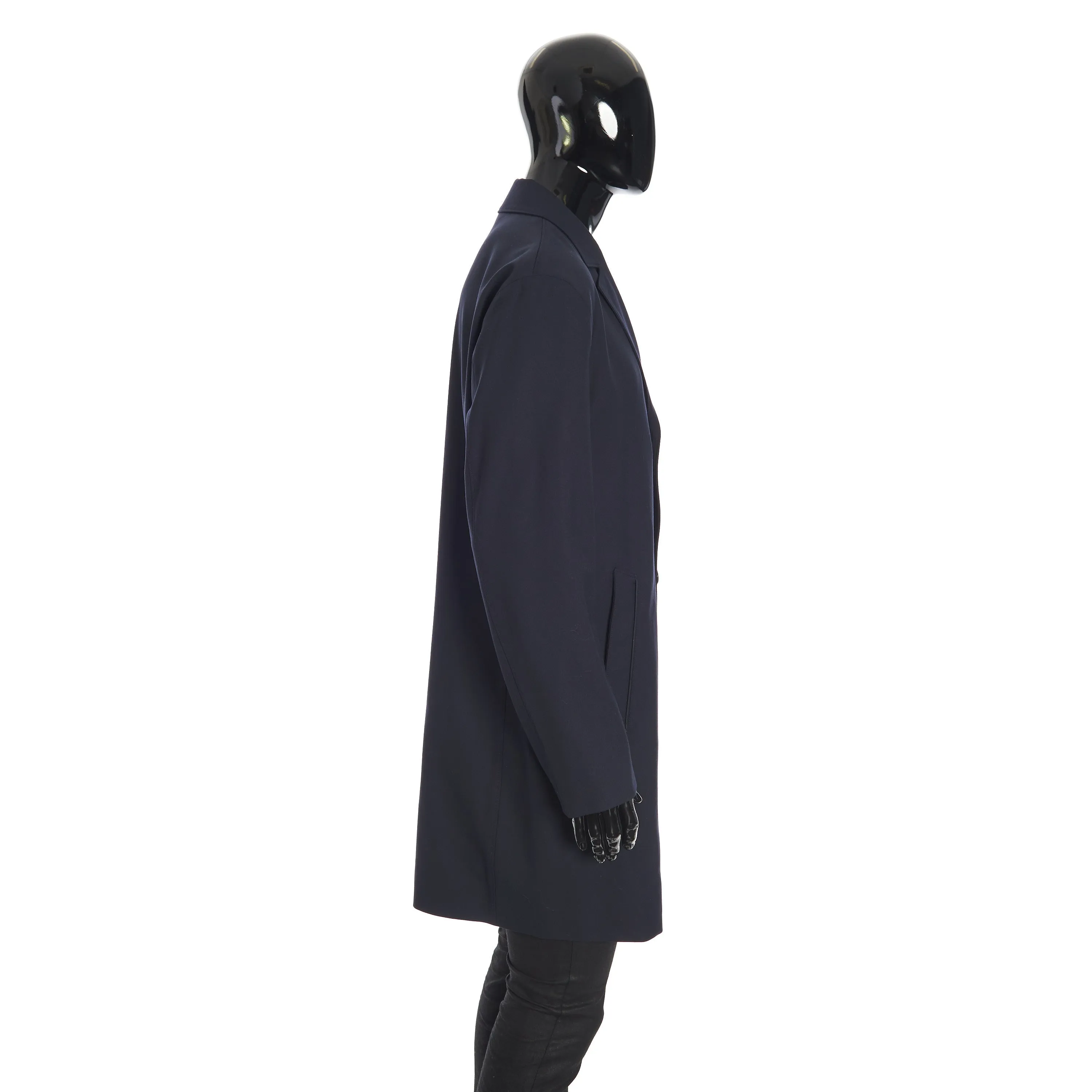 Wallaston Coat In Navy Blue Stretch Wool