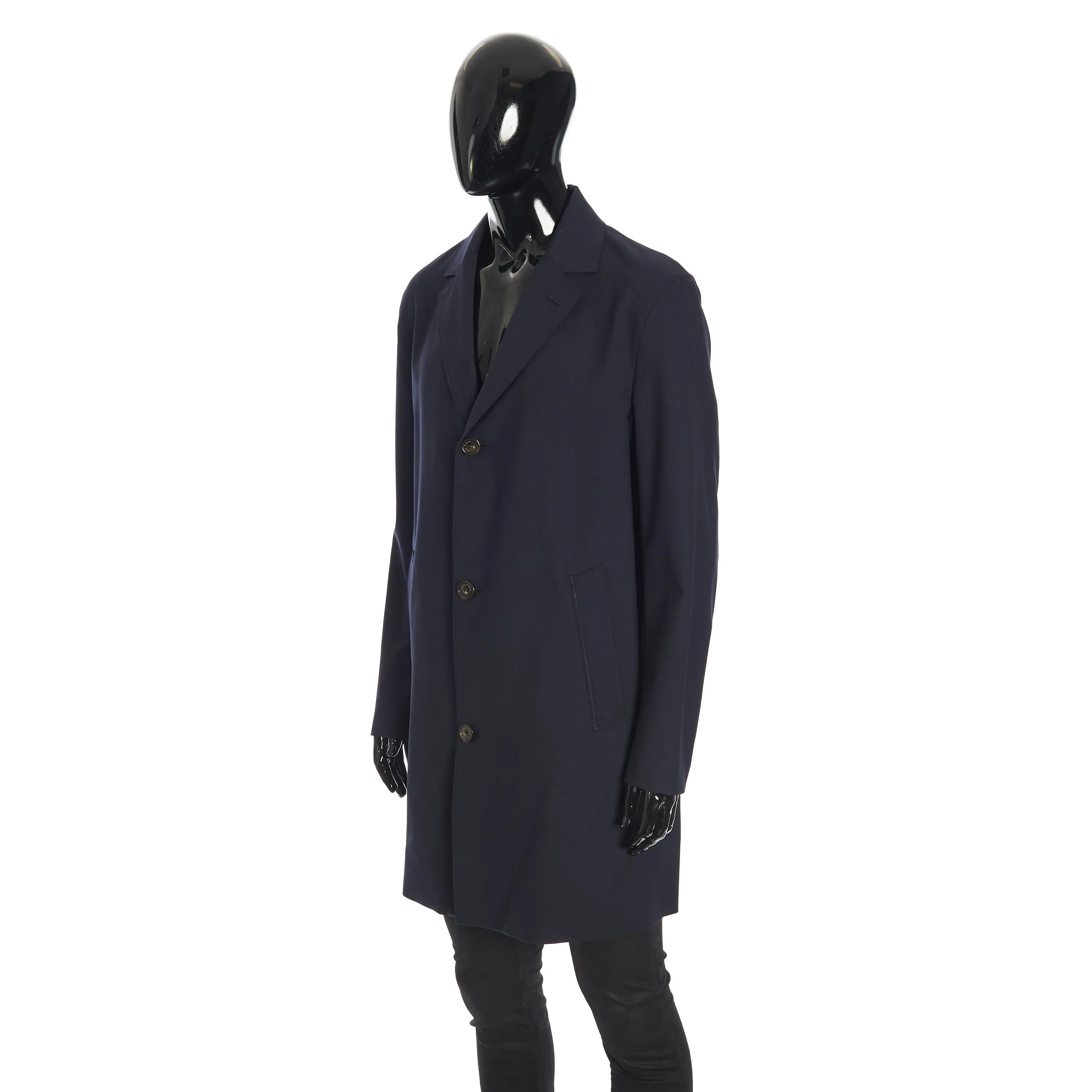 Wallaston Coat In Navy Blue Stretch Wool