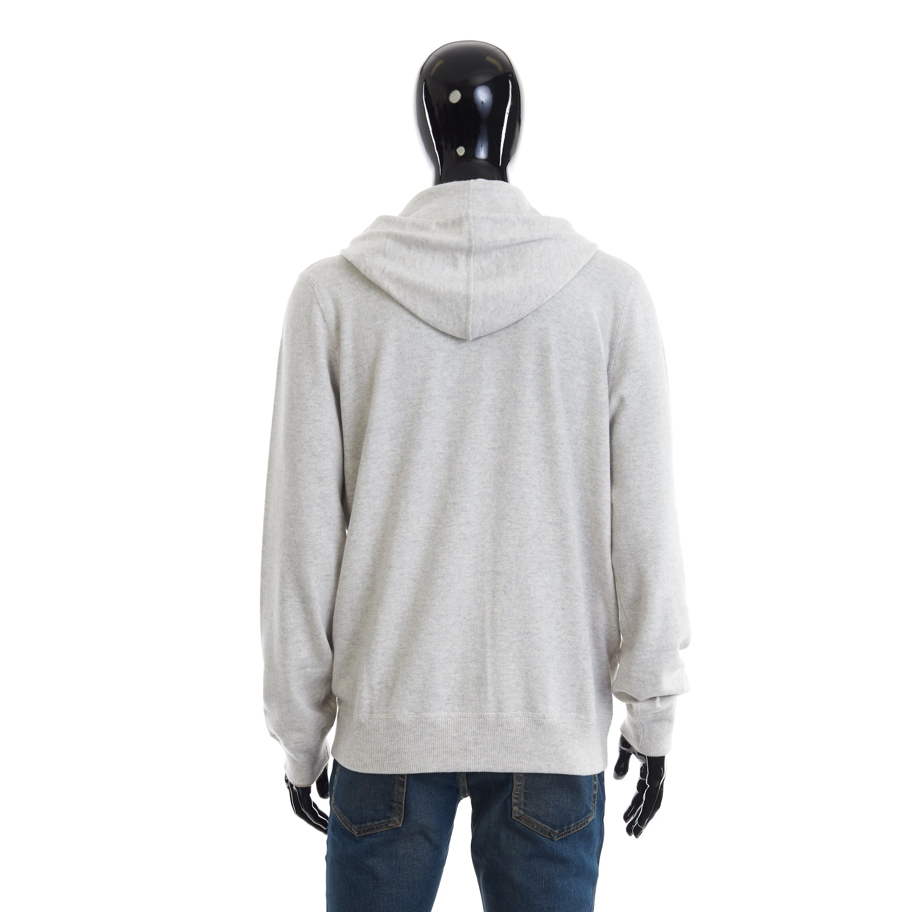 White Cashmere Sweatshirt-Style Cardigan With Hood