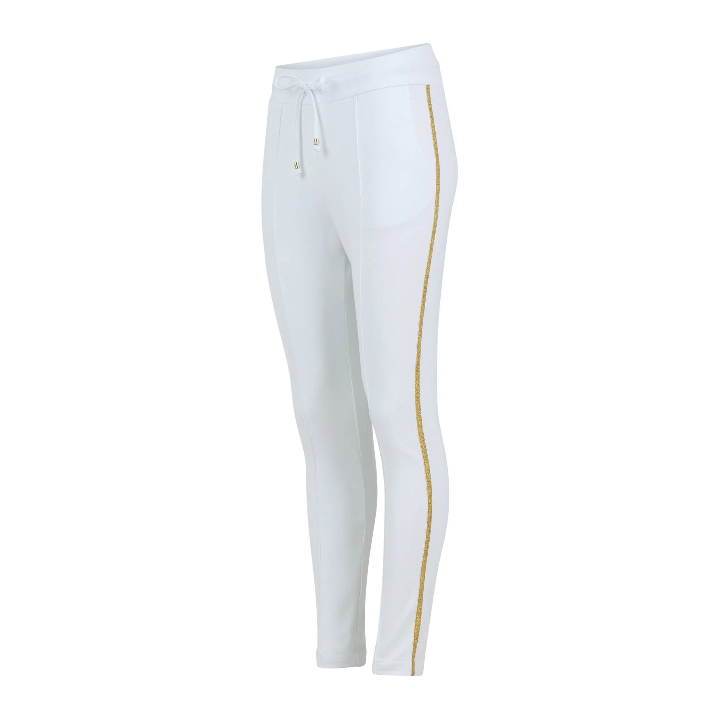 White W/ Gold Stripe Sweatpants