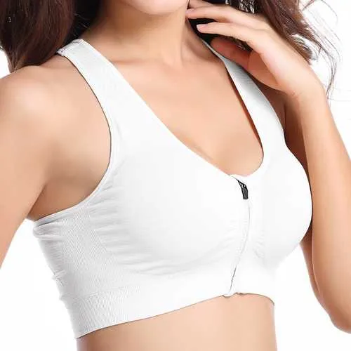 Wire Free Shakeproof  Front Zipper Sports Bra