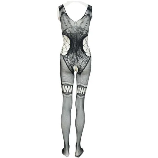 Women's Lingerie Full Bodystocking | Full Net Semi Transparent Bodystocking- Black